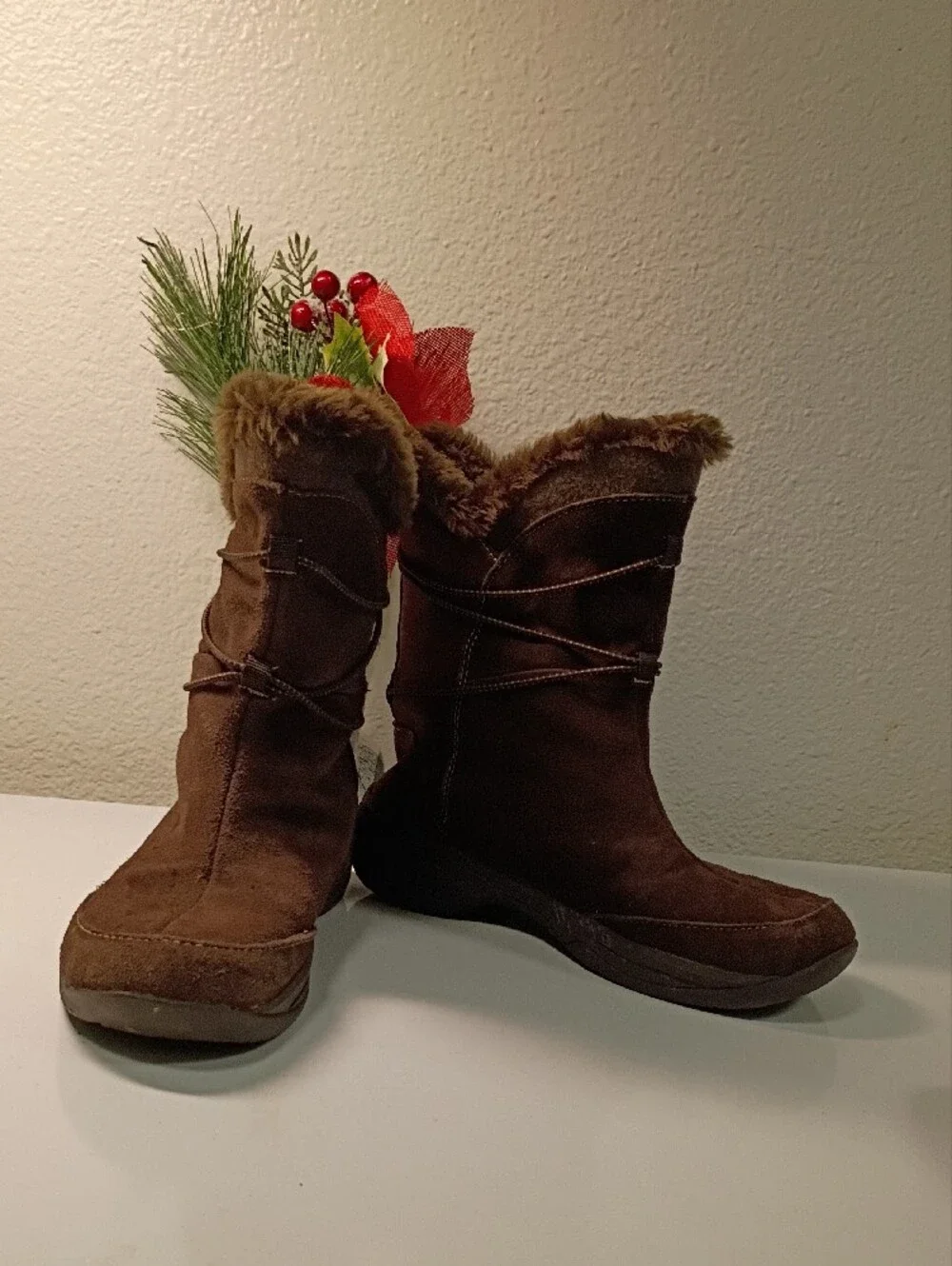 croft & barrow Brown Faux-Fur Suede Pull-On Winter Boots
